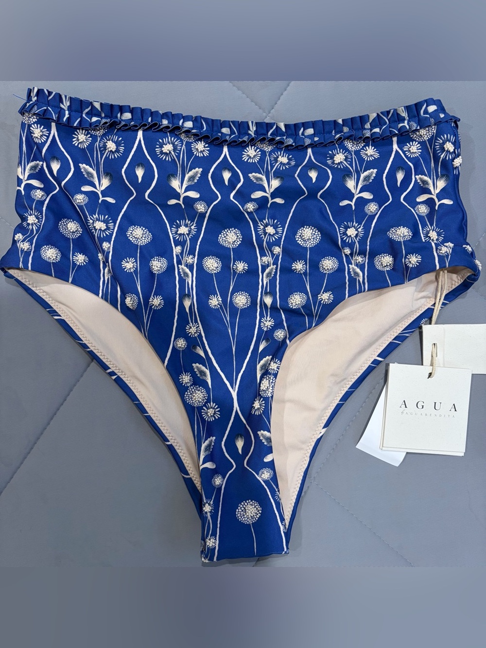 Agua by Agua Bendita Blue Floral High-Waist Bikini Bottom